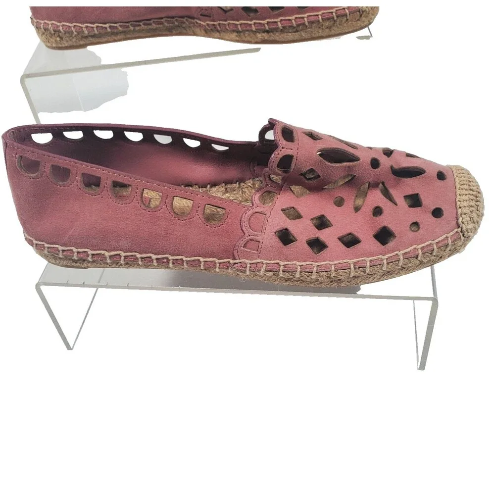 Tory Burch Women’s Suede Flats Size 6.5 Rose Pink Slip On Espadrilles 